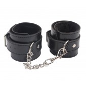 Черные оковы на ноги Obey Me Leather Ankle Cuffs - Chisa - купить с доставкой во Владикавказе