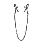 Черные зажимы на соски на цепочке BLAZE DELUXE NIPPLE CLAMPS - Dream Toys - купить с доставкой во Владикавказе