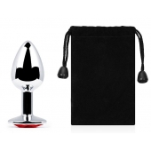 Серебристая анальная пробка с красным стразом - 7,2 см. - Anal Jewelry Plug - купить с доставкой во Владикавказе