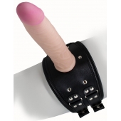 Черный пояс на бедро  Люкс  с телесной насадкой - LOVETOY (А-Полимер) - купить с доставкой во Владикавказе