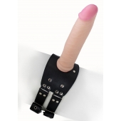 Черный узкий пояс на бедро с телесной насадкой - LOVETOY (А-Полимер) - купить с доставкой во Владикавказе