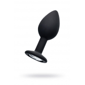 Черная анальная втулка с прозрачным стразом - 7,2 см. - POPO Pleasure - купить с доставкой во Владикавказе