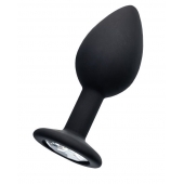 Черная анальная втулка с прозрачным стразом - 7,2 см. - POPO Pleasure - купить с доставкой во Владикавказе