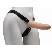 Пустотелый реалистичный фаллопротез на ремешках с заклепками - 17,5 см. - LOVETOY (А-Полимер) - купить с доставкой во Владикавказе