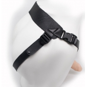 Пустотелый реалистичный фаллопротез на ремешках с заклепками - 17 см. - LOVETOY (А-Полимер) - купить с доставкой во Владикавказе