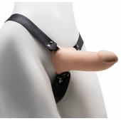 Пустотелый реалистичный фаллопротез на ремешках с заклепками - 17 см. - LOVETOY (А-Полимер) - купить с доставкой во Владикавказе