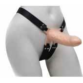 Пустотелый реалистичный фаллопротез на ремешках с заклепками - 15,5 см. - LOVETOY (А-Полимер) - купить с доставкой во Владикавказе