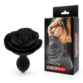 Черная гладкая анальная втулка-роза - Notabu - купить с доставкой во Владикавказе