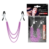 Оригинальные зажимы на соски с тройной розовой цепочкой - Notabu - купить с доставкой во Владикавказе