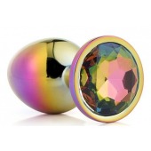 Голографическая анальная втулка с радужным кристаллом - 7,1 см. - Dream Toys - купить с доставкой во Владикавказе
