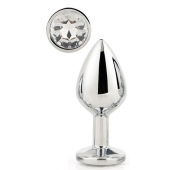 Серебристая анальная втулка с прозрачным кристаллом - 7,1 см. - Dream Toys - купить с доставкой во Владикавказе