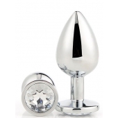 Серебристая анальная втулка с прозрачным кристаллом - 7,1 см. - Dream Toys - купить с доставкой во Владикавказе