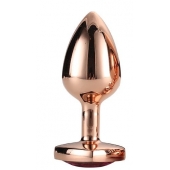 Золотистая анальная втулка с кристаллом-сердечком розового цвета - 7,1 см. - Dream Toys - купить с доставкой во Владикавказе