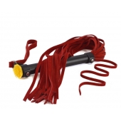 Красная многохвостая плеть с розой на рукояти - 60 см. - Sitabella - купить с доставкой во Владикавказе