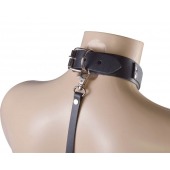 Черный ошейник с металлическими зажимами на соски и поводком - Sitabella - купить с доставкой во Владикавказе