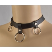 Черный чокер  Соло  с 3 кольцами - Sitabella - купить с доставкой во Владикавказе