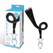 Стеклянная анальная пробка с черным конским хвостом - Glas - купить с доставкой во Владикавказе