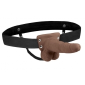 Коричневый перезаряжаемый вибрострапон - 18 см. - Lux Fetish - купить с доставкой во Владикавказе