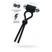 Черное эрекционное лассо Ect с виброэлементом - A-toys - во Владикавказе купить с доставкой