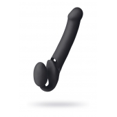 Черный безремневой вибрострапон Vibrating Bendable Strap-On L - Strap-on-me - купить с доставкой во Владикавказе