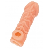 Телесная закрытая насадка с венками Cock Sleeve Size S - 13,8 см. - KOKOS - во Владикавказе купить с доставкой