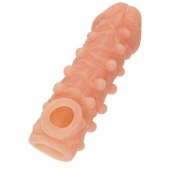 Телесная закрытая насадка с шариками Cock Sleeve Size M - 15,6 см. - KOKOS - во Владикавказе купить с доставкой