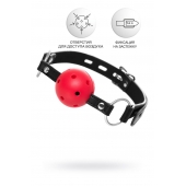 Красный кляп-шар на черных ремешках - ToyFa - купить с доставкой во Владикавказе