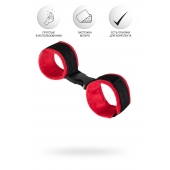 Красно-черные велюровые наручники Anonymo - ToyFa - купить с доставкой во Владикавказе