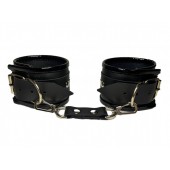 Черные наручники из эко-кожи - БДСМ Арсенал - купить с доставкой во Владикавказе