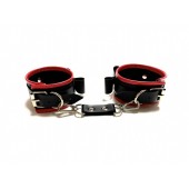 Черно-красные наручники с бантиками из эко-кожи - БДСМ Арсенал - купить с доставкой во Владикавказе