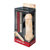 Поясной фаллоимитатор с мошонкой телесного цвета - 18 см. - LOVETOY (А-Полимер) - купить с доставкой во Владикавказе