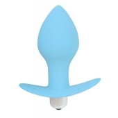 Голубая анальная пробка с вибрацией - 8 см. - Bior toys