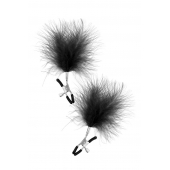 Зажимы на соски с черными пуховыми кисточками Sweet Caress Feather Nipple Clumps - Sweet Caress - купить с доставкой во Владикавказе