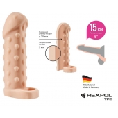 Телесная насадка-удлинитель с пупырышками KLEON - 15 см. - Sitabella - во Владикавказе купить с доставкой