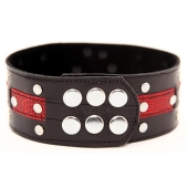 Чёрно-красный ошейник с клёпками - БДСМ Арсенал - купить с доставкой во Владикавказе