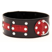 Чёрно-красный ошейник с клёпками - БДСМ Арсенал - купить с доставкой во Владикавказе