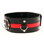 Чёрный ошейник с красной полосой - БДСМ Арсенал - купить с доставкой во Владикавказе