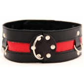 Чёрный ошейник с красной полосой - БДСМ Арсенал - купить с доставкой во Владикавказе