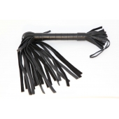 Короткая чёрная плетка из натуральной кожи - БДСМ Арсенал - купить с доставкой во Владикавказе