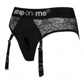 Черные трусики для насадок Diva Lingerie Harness - size S - Strap-on-me - купить с доставкой во Владикавказе