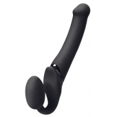 Черный безремневой вибрострапон Silicone Bendable Strap-On - size XL - Strap-on-me - купить с доставкой во Владикавказе