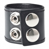 Хомут-утяжка для мошонки из искусственной кожи на клепках SNAP BALL STRETCHER - BlueLine - купить с доставкой во Владикавказе