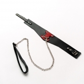 Черный широкий ошейник с красным декором и поводком - Crazy Handmade - купить с доставкой во Владикавказе