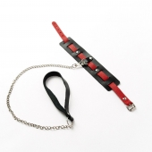 Черный ошейник с красным ремешком и поводком - Crazy Handmade - купить с доставкой во Владикавказе