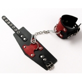 Черные кожаные оковы с красными вставками - Crazy Handmade - купить с доставкой во Владикавказе