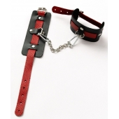 Черные оковы с красным декором и заклепками - Crazy Handmade - купить с доставкой во Владикавказе