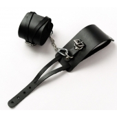 Черные кожаные оковы с креплением в виде веревочек - Crazy Handmade - купить с доставкой во Владикавказе