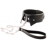 Черный ошейник-воротничок с металлическим поводком - Crazy Handmade - купить с доставкой во Владикавказе