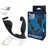 Черный анальный вибромассажёр с эрекционным кольцом и подхватом для мошонки - 12,8 см. - Sex Expert - во Владикавказе купить с доставкой