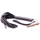 Черная кожаная плеть с удобной ручкой - 50 см. - Crazy Handmade - купить с доставкой во Владикавказе